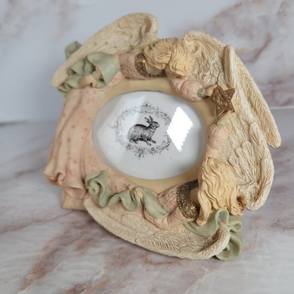 Celestial Star Angel Ceramic Sculptural Photo Frame Oval - Picture 3 of 6